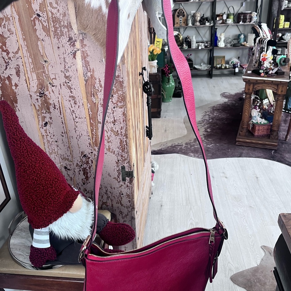 Coach Women's Magenta Leather Crossbody Bag - Picture 12 of 12